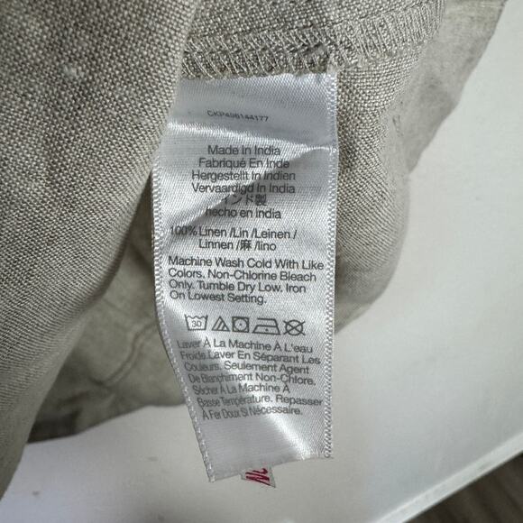 Madewell Linen Pleated Shell Top WMNS M Creamy Gray Wide Swing Hem Keyhole Back - Picture 7 of 8